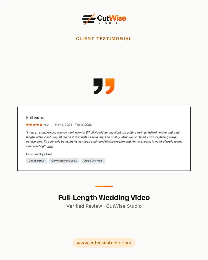 Full-length wedding video review