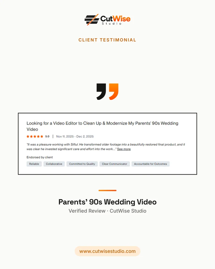 Parents 90s wedding video restoration review